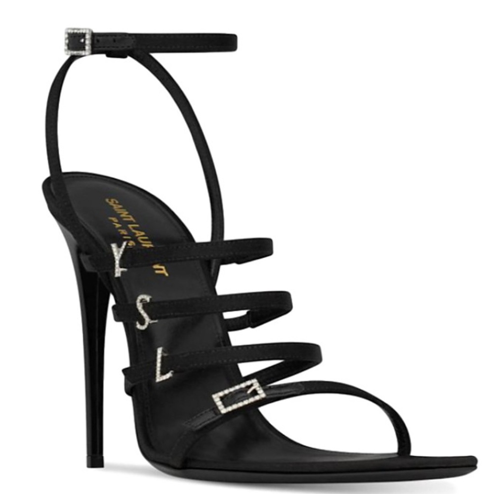 YSL SAINT LAURENT RHINESTONE HEELS JERRY IN BLACK Worn once